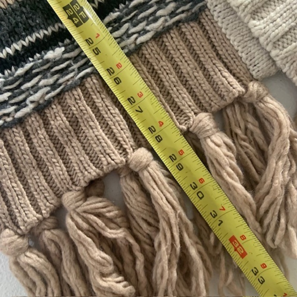 Fringe Open Front Cardigan XXS Wool Blend Coastal Grandma Boho Pink Beige Snag - Picture 9 of 10